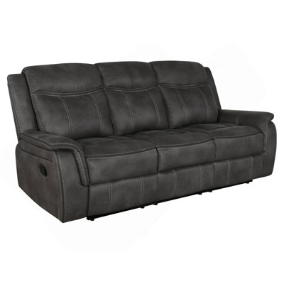 Franklin Charcoal Upholstered Padded Arm Reclining Sofa