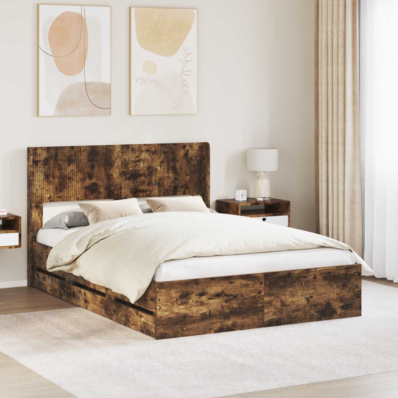 Bed, Small Double (4'), Smoked Oak
