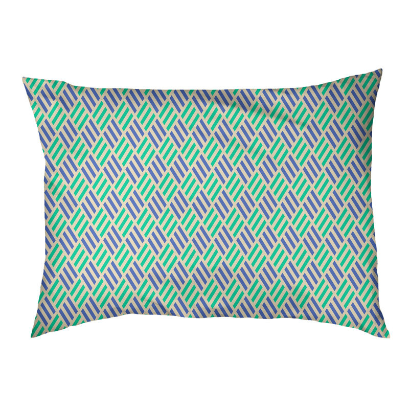 Coussin pour chien à rayures losanges Byrge, Très grand (l 52 po x P 42 po x H 17 po), Vert / Bleu