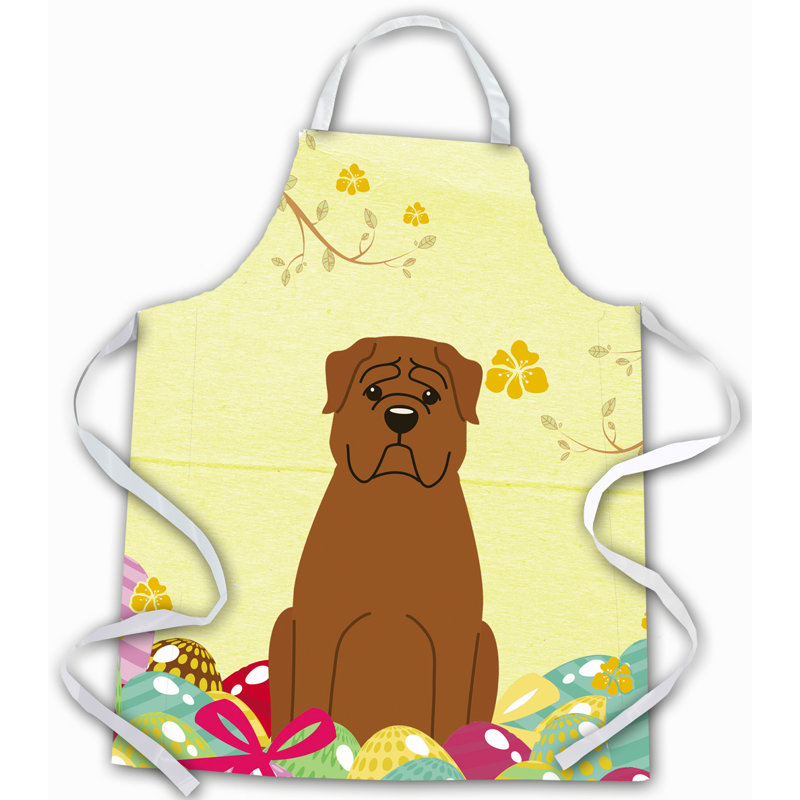 Tablier œufs de pâques, Jaune / Brun, Bull-mastiff