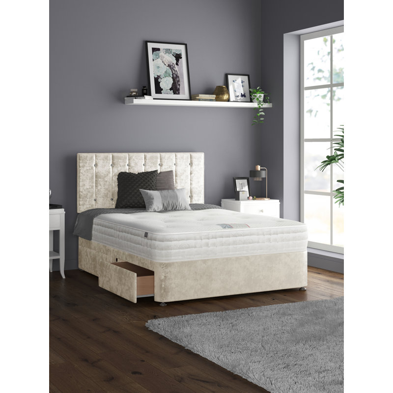 Fain Divan Bed Base, Cream, 2 Left Drawers, Single (3')