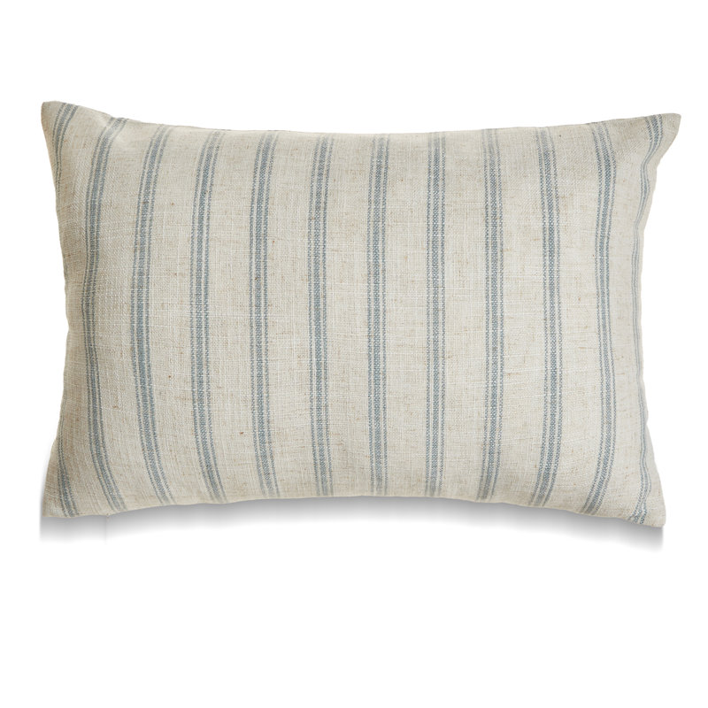 Coussin décoratif réversible French Stripe, Bleu, Sans insert de coussin, 16 po x 24 po