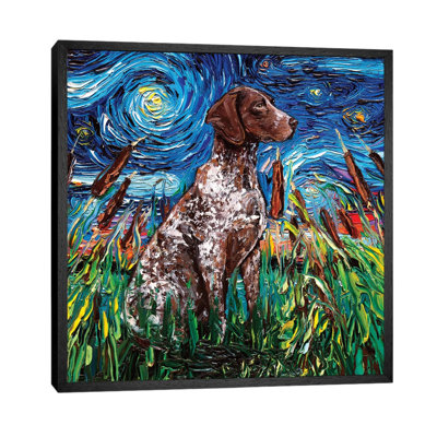 German Shorthair Night by Aja Trier - Floater Frame Painting on Canvas