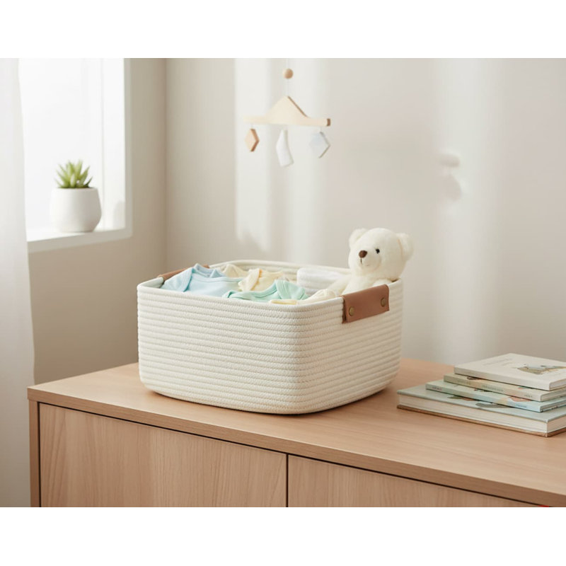 Highland Dunes Decorative Basket, White