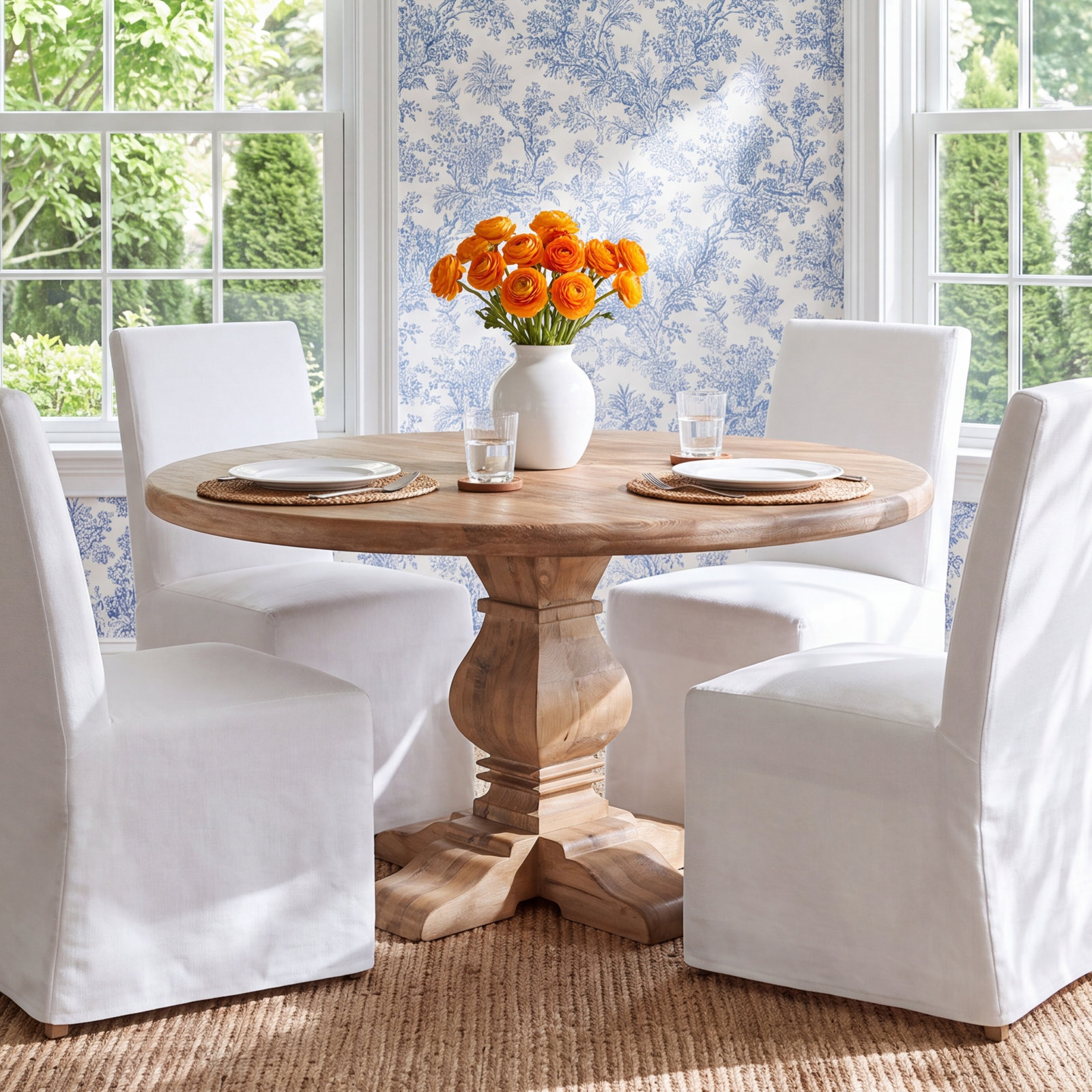 Lyons Round Dining Table, 30" H x 60" W x 60" D, Brown