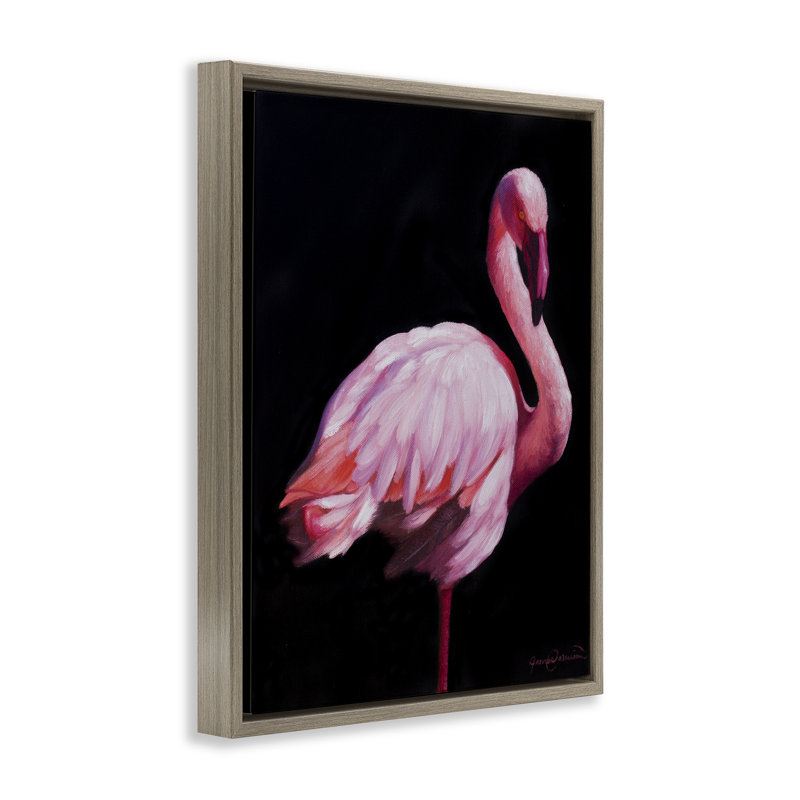 Cadre flottant élégant et exotique Flamingo, design par James Corwin, H 31 po x l 25 po, Cadre flottant orme Montalcino