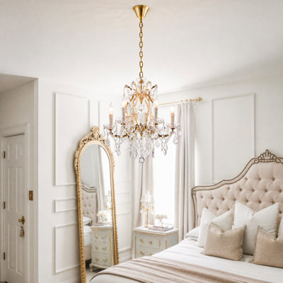 Lustre style candélabre en cristal de style empire 6 lumières 20 po