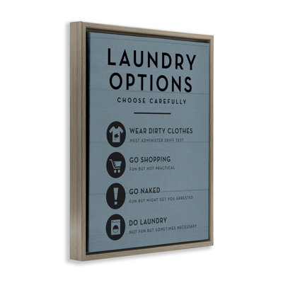 «Funny Laundry Options», art mural encadré sur toile flottante