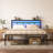Full-Size Black Metal Platform Bed Frame With Storage Headboard, USB-C Ports And LED Lights-836817159