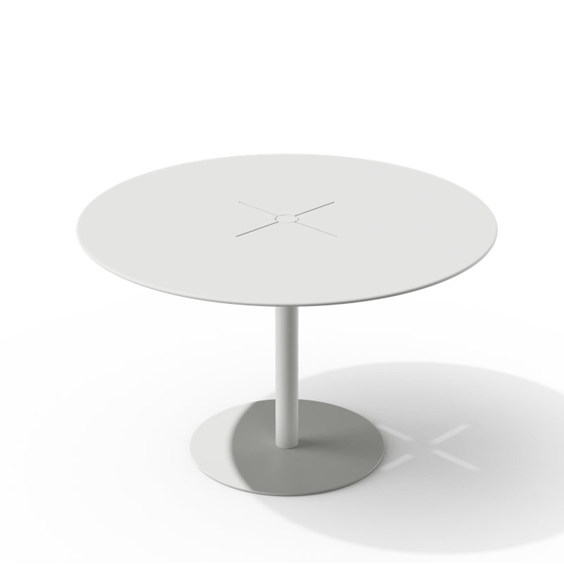 X Table, 48" Circular Dining Table, Charcoal, White