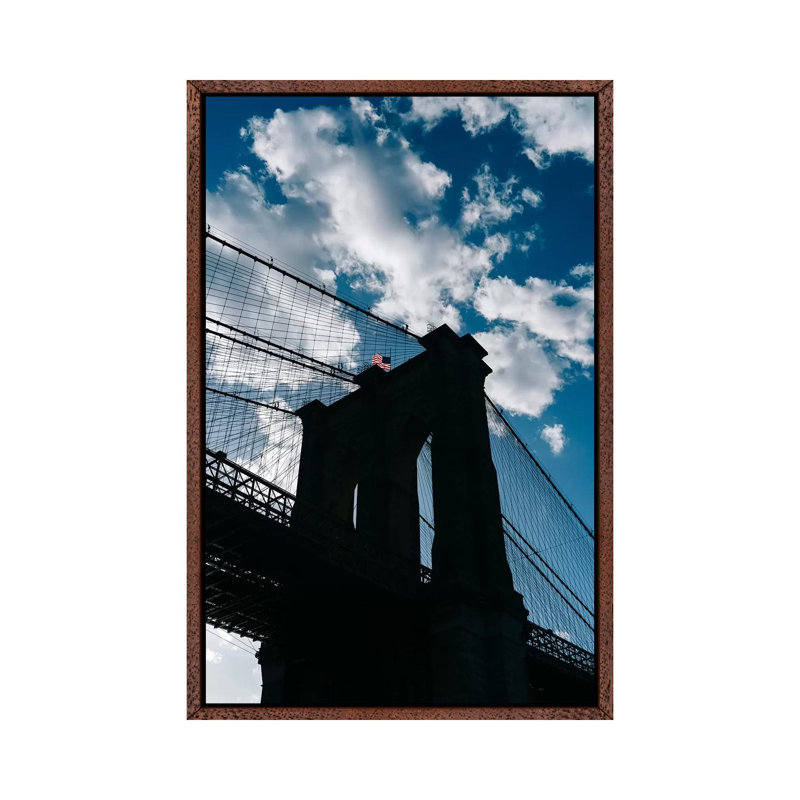 Brooklyn Blue Sky II by Bethany Young - Print on Canvas, 101.6cm H x 66.04cm W x 3.81cm D, Classic Brown Wood Framed