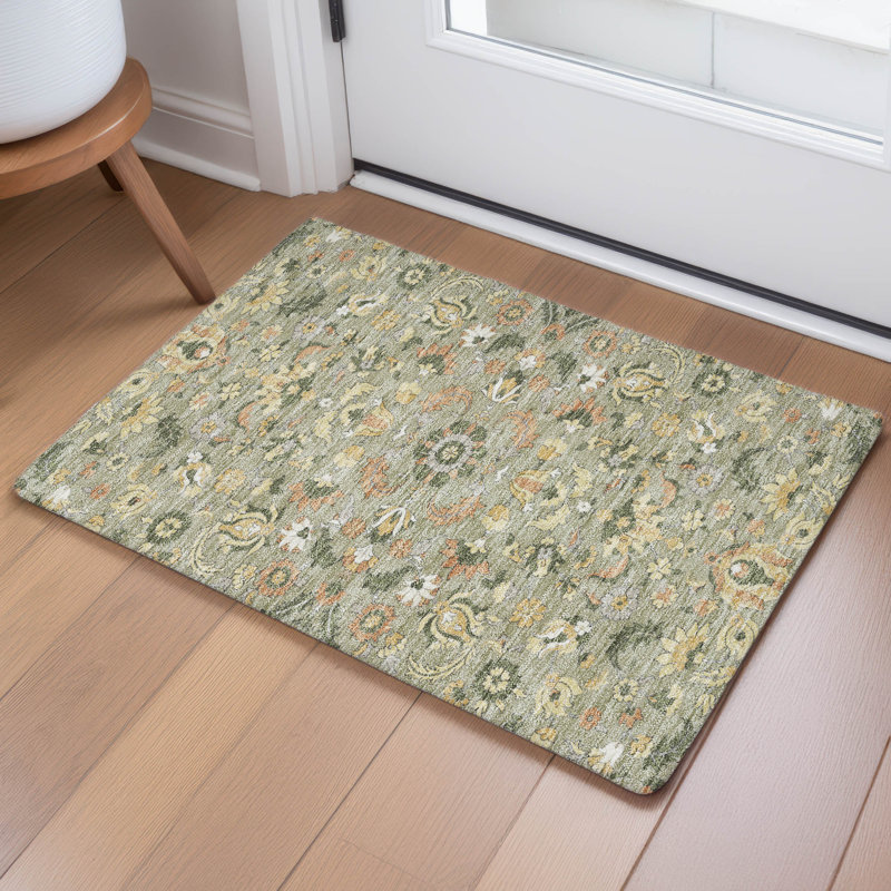 Machine Washable Indoor/Outdoor Chantille ACN2473 Global Rug, 1'8" x 2'6", Sage