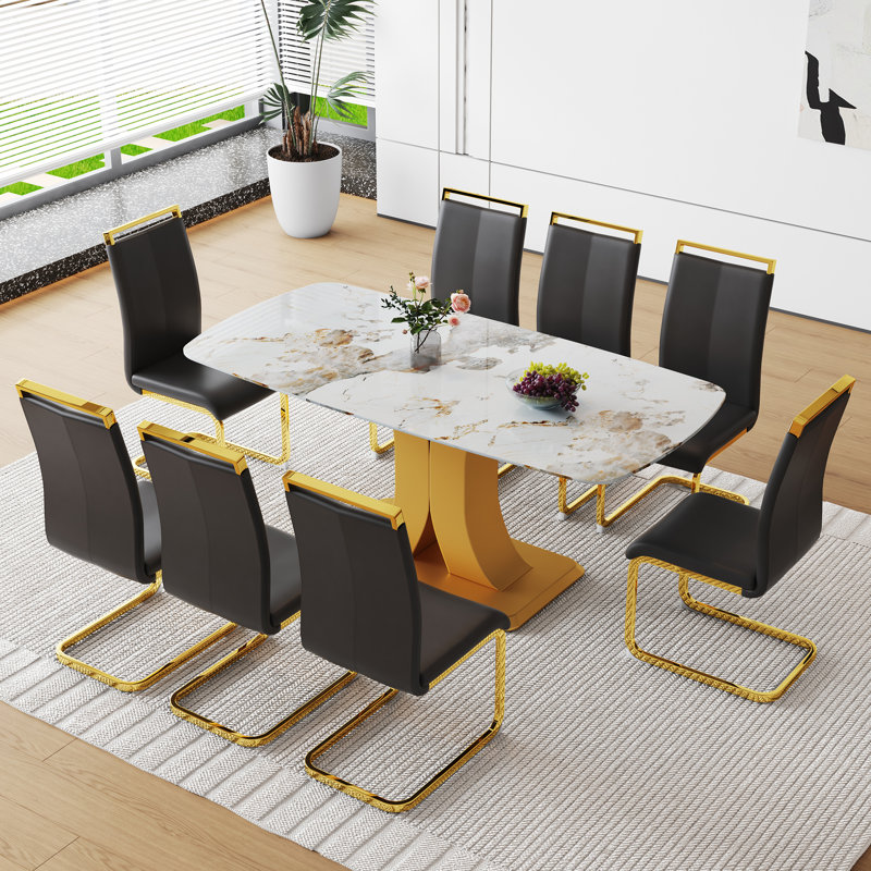 Ensemble de table de salle à manger, Noir, noir, noir, noir, 9