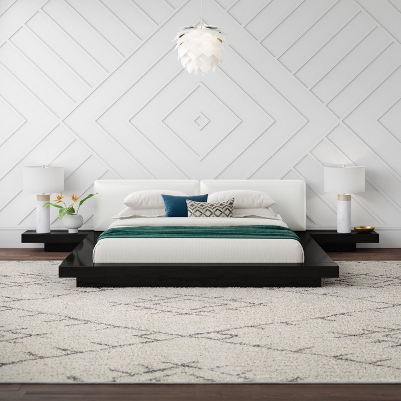 Andzela Upholstered Storage Bed, Eastern King, Black/White