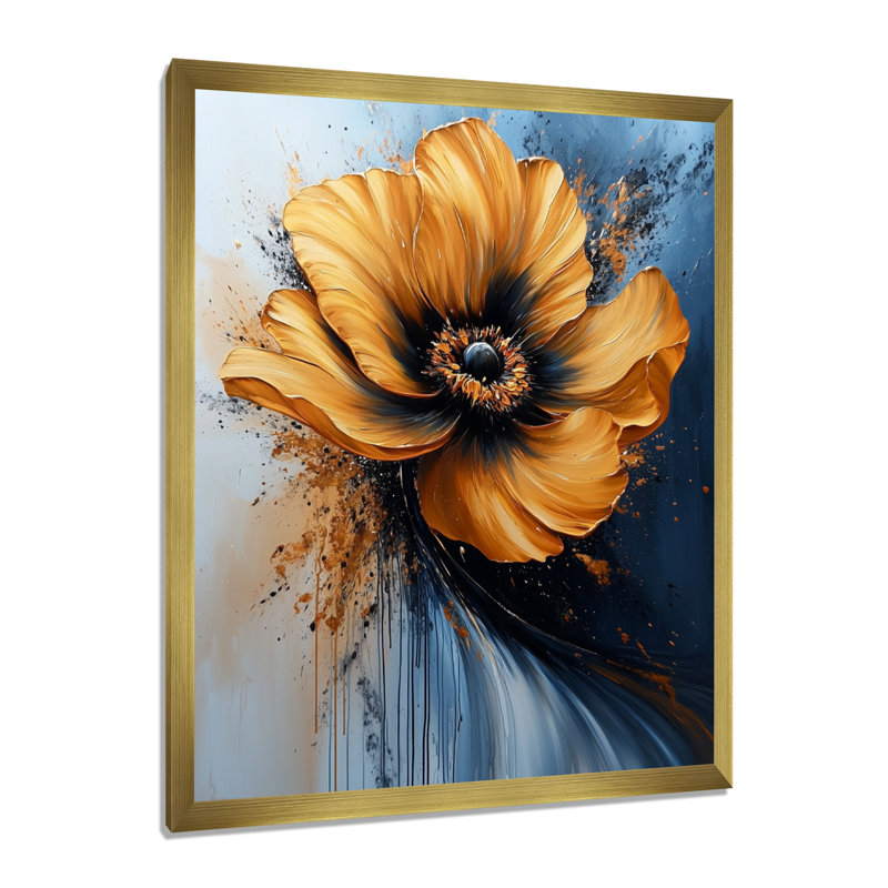 Spriggs - Abstract Canvas Art Print, 32" H x 24" W, Single Picture Framed Print, Gold