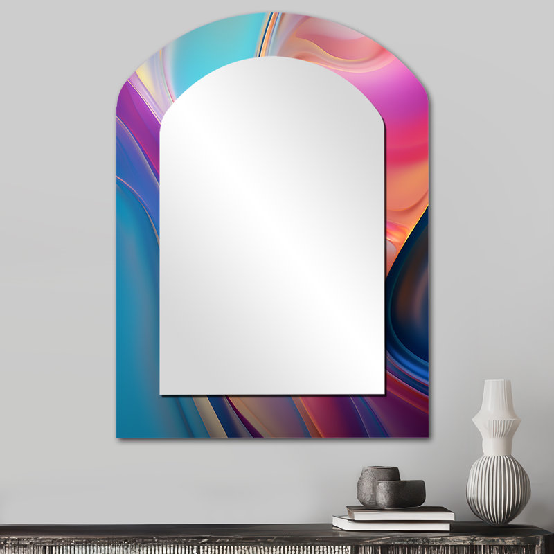 Miroir mural transitionnel rose et bleu V, 34 po x 25 po