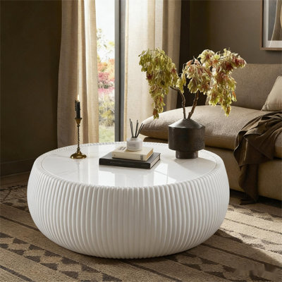 Table basse hybride en cuir et marbre