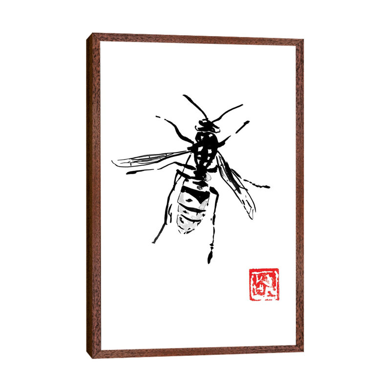 Wasp by Péchane - Print on Canvas, 152.5 cm H x 101.5 cm W, Classic Brown Wood Framed
