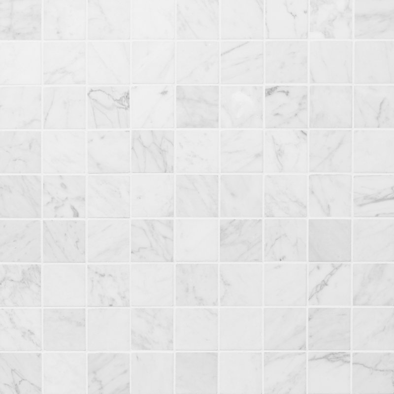 Carrara 1x6 Stacked Honed Marble Mosaic Floor and Wall Tile, 1.88" W x 1.88" L, Honed, Grid