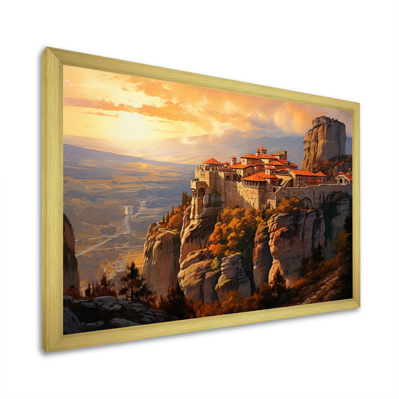 Grèce, Grèce, énigme II - impression, H 34 po x l 44 po x P 1,5 po, Encadrement doré