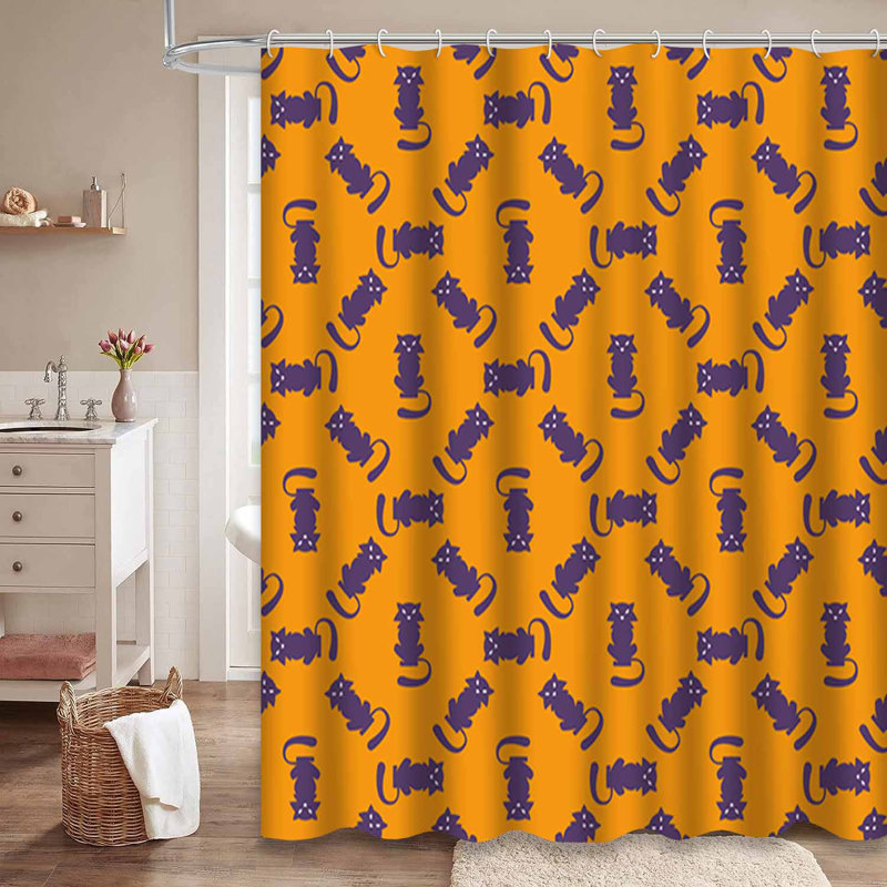 Rideau de douche coloré avec 12 crochets Halloween, L 72 po x l 72 po