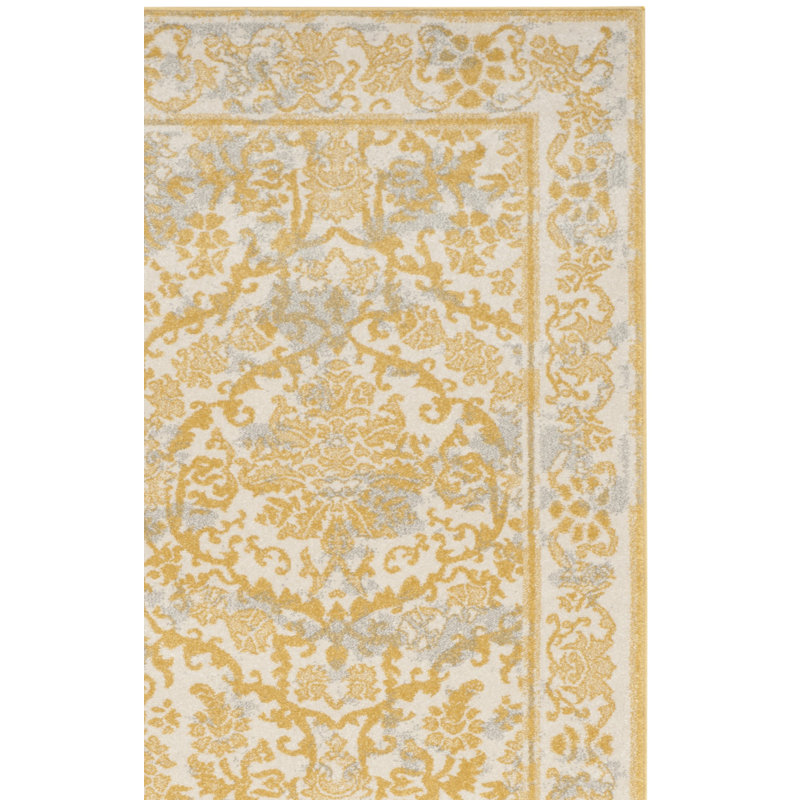 Tapis ivoire / doré Aquene, Rectangle 2 pi 2 po x 4 pi