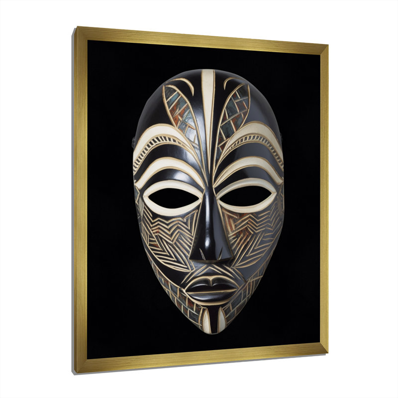 Masque africain Ethnical Traditional, H 32 po x l 16 po x P 1 po, Cadre doré à une seule photo