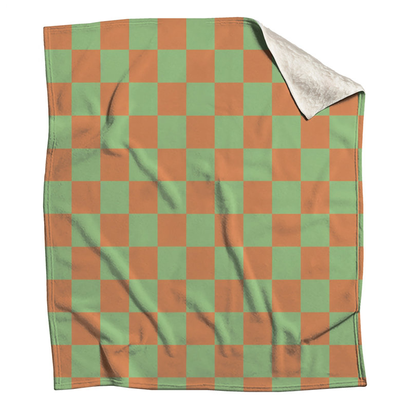 Couvertures damier vertes et orange, 50in W x 60in H