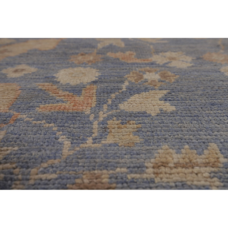 Blue Oushak Vegetable Dye Turkish Area Rug