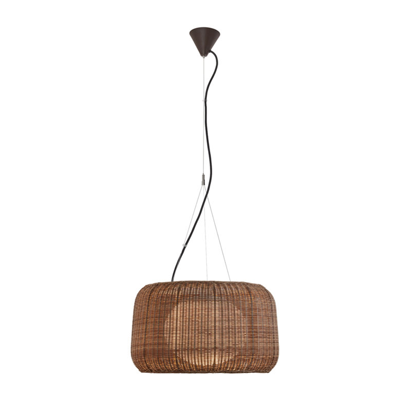 Luminaire suspendu 2 lumières Fora, Rotin brun