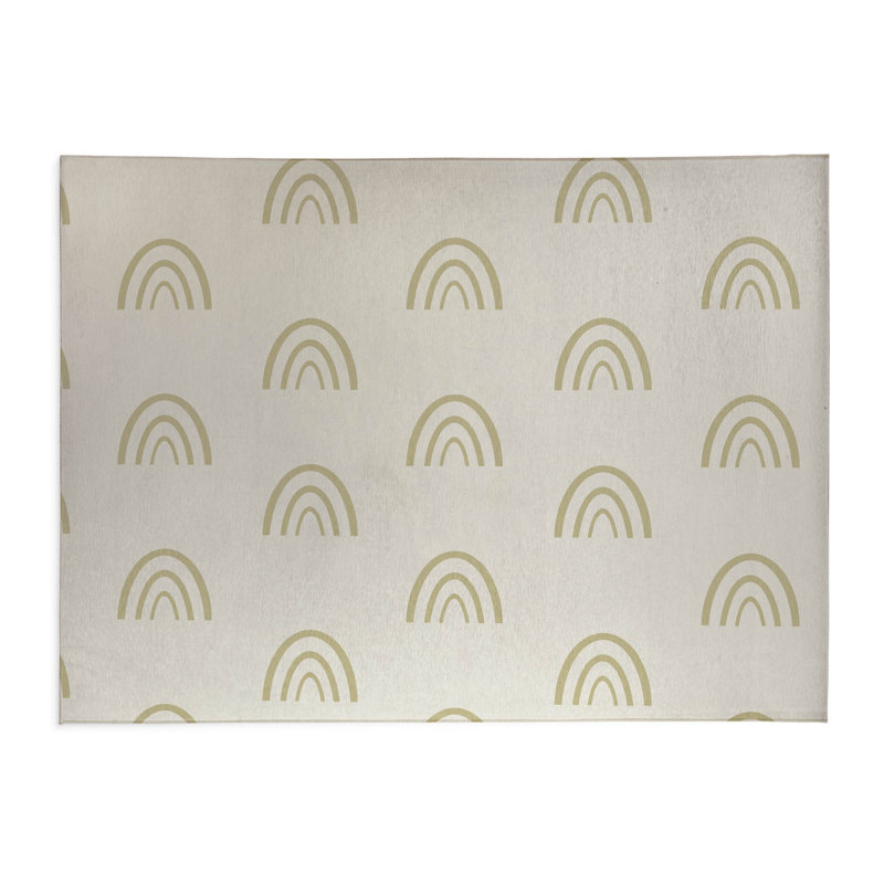 Plain Bows Kids Play Mat, Ivory/Charcoal, Rectangle 2' x 3'