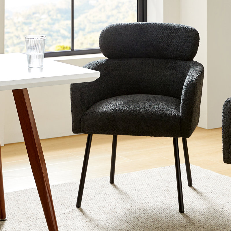 Turgeon Boucle Dining Chair With Adjustment Feet, Black