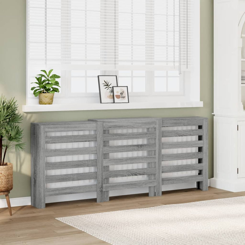 Extra Large Radiator Cover, Grey Sonoma, 205 x 21.5 x 83.5 cm, Horizontal Slats