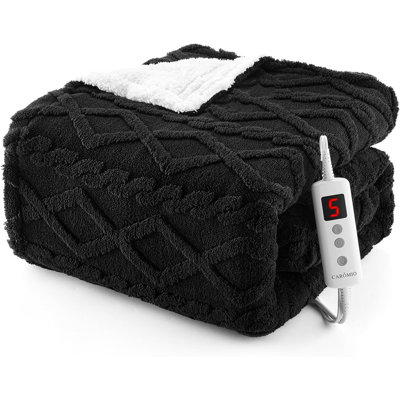 Thick Tufted Sherpa Heated Throw Blanket, 10 Heat Levels & 10 Time Settings, ETL Certified