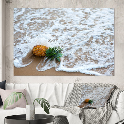 Pineapple Fallen By Ocean Wave - photographie sur toile