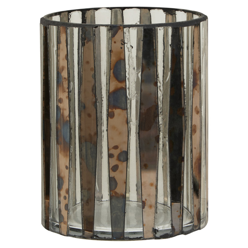 Glass Tabletop Tealight Holder, 14cm H x 11cm W x 11cm D