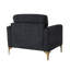 Fauteuil rembourré de 31,1 po de largeur avec pieds en métal bronze brossé Lucianne-1356395163