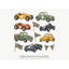 Vintage Car Wall Decals, Set of 11 Peel and Stick Nursery Wall Stickers, Satin Finish Removable Kids Room Wall Art, 20"W x 20"H (50 x 50 cm)-746599050