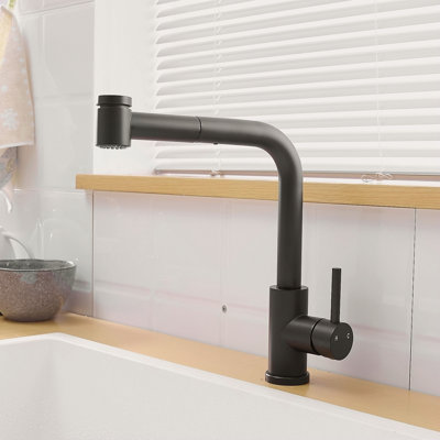 Sink Faucet, Black Kitchen Faucets With Pull Out Sprayer, Bathroom Sink Faucets Mini Bar Prep Faucet