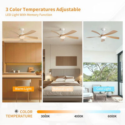 Ventilateur de plafond moderne à 5 pales de 52 po avec ensemble d'éclairage à intensité variable et télécommande TurboBreeze
