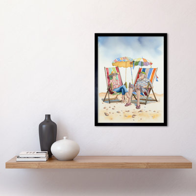 Elderly Couple Enjoying a Summer Beach Day 1 Piece Single Picture Frame Wall Art