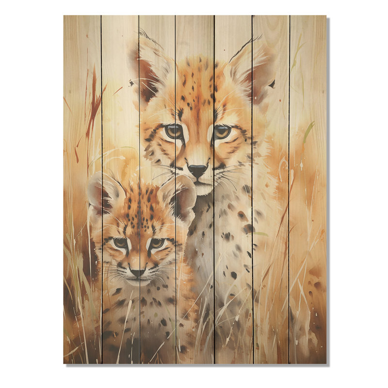 Portrait de guépard dans un pré tranquille - léopard / guépard sur bois, H 44 po x l 34 po
