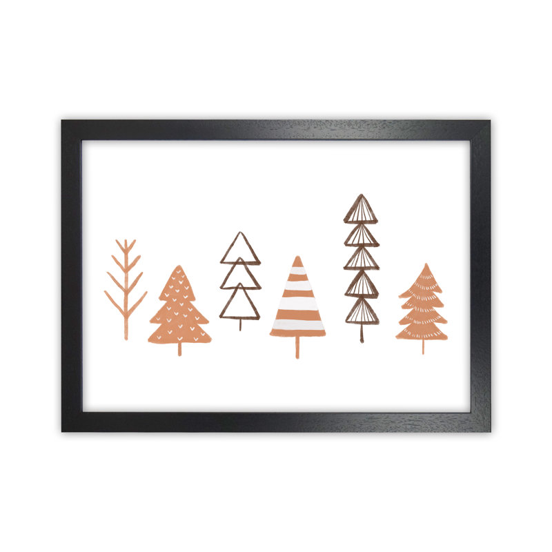 Winter Trees Illustration By Orara - Print, 88cm H x 64cm W x 3cm D, Black Framed