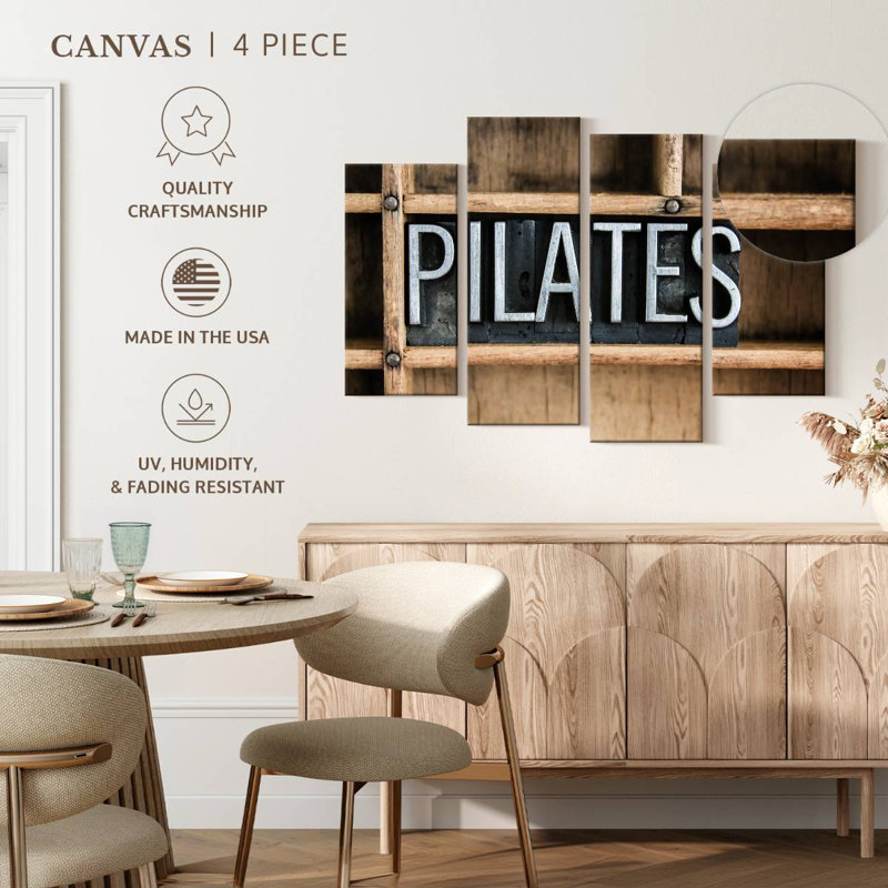 Sireci Pilates Metal Typography, 32" H x 52" W