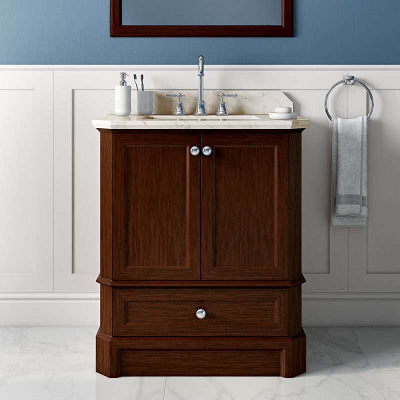 Meuble-lavabo simple 31 po Ellicott, Créma, Noyer brun