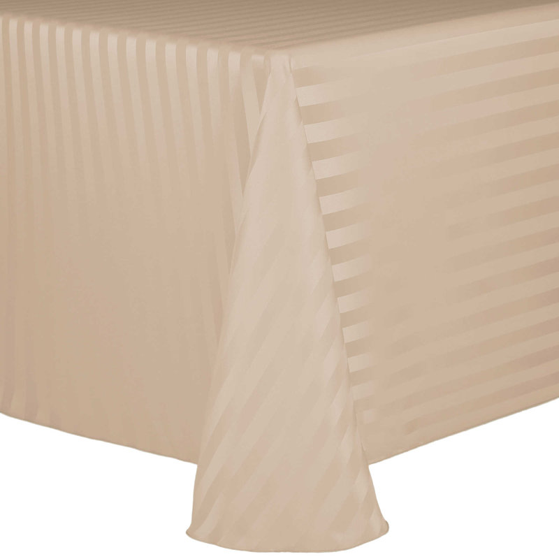 Ultimate Textile Satin Stripe Rectangular Tablecloth, 132" x 108", Cafe, 15