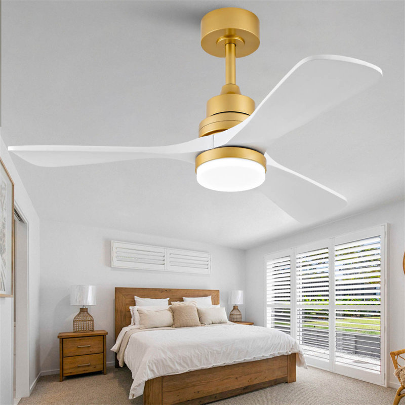 Ventilateur de plafond intérieur chaud 42 pouces avec lumière DEL à intensité variable, 3 pales en bois massif, télécommande, moteur à courant continu