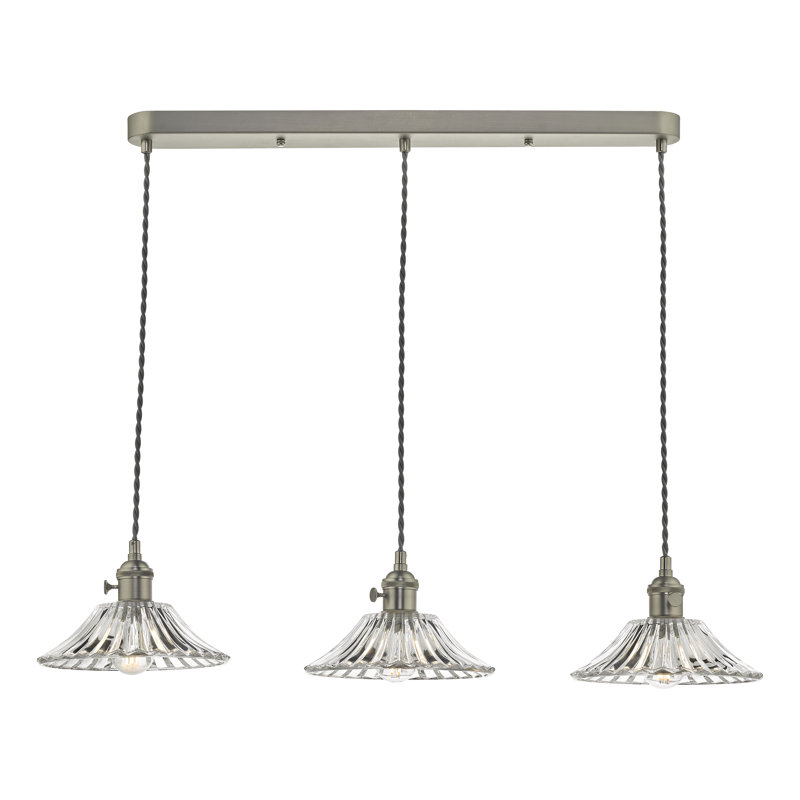 3 - Light Pendant, 229cm H x 58cm W x 58cm D, Antique Chrome