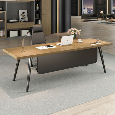 Bureau de direction en bois massif avec tiroirs Burlywood
