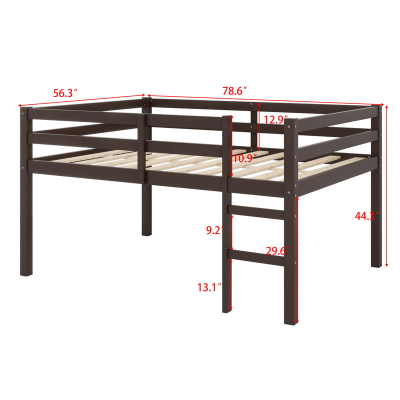 Lit mezzanine en bois avec échelle, Espresso